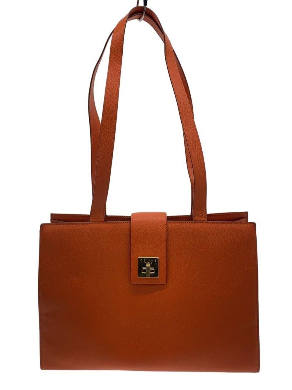 Celine Turnlock Tote Bag Leather Orange ITALY